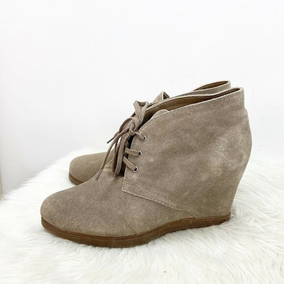 Dolce Vita 10 Womens Beige Suede Hidden Wedge Ankle Booties - Picture 4 of 9